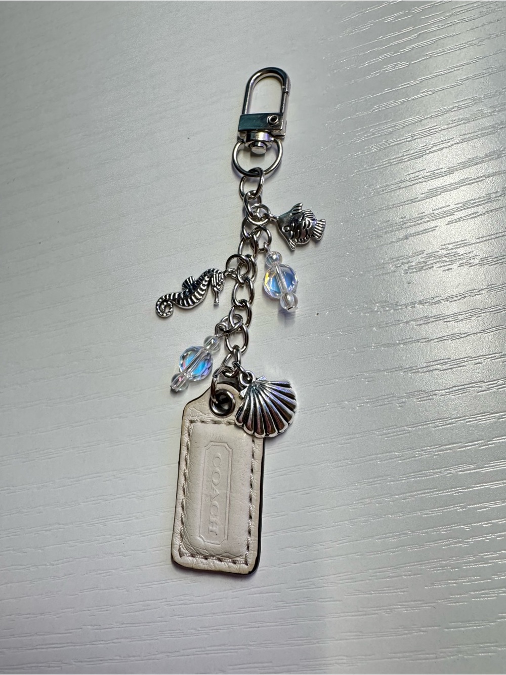 Coach Summertime Mini Hangtag Silver Sea Charms Keychain - Picture 2 of 4